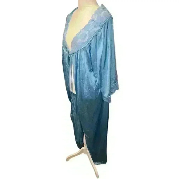 Vintage Jenelle of California Nightgown Robe Nylon Tricot Blue Lace - Picture 3 of 6